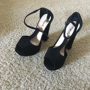 Chunky, black, platform, heels